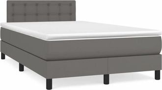 vidaXL Cama Box Spring Con Colch&oacute;n Led Cuero Sint&eacute;tico Gris 120x190 Cm Vidaxl