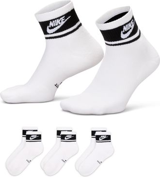 Nike Unisex Everyday Elevated Ankle Socks (3 Pairs) in White | IM7950-901