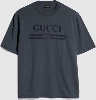 Gucci Cotton Jersey T-shirt With Devor&eacute; Detail, Size XXXL, Grey