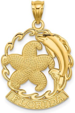 Diamond2Deal 14k Yellow Gold FLORIDA Starfish Dolphin Wave Charm