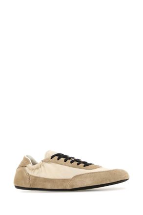 Prada Womens Two-Tone Re-Nylon And Suede Collapse Sneakers Avorio+deserto