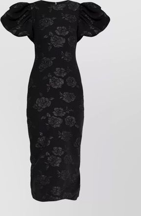 Rotate 3d floral jacquard midi dress