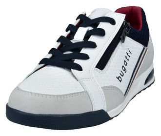 Bugatti Sneaker BUGATTI, Herren, Gr. 40, weiss (wei&szlig;), Lederimitat, Textil, Schuhe Sneaker, Schn&uuml;rschuh, Halbschuh, Freizeitschuh mit Kontrastbes&auml;tzen