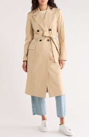 Avec Les Filles Water Resistant Double Breasted Trench Coat in Sandy Tan at Nordstrom Rack, Size X-Small
