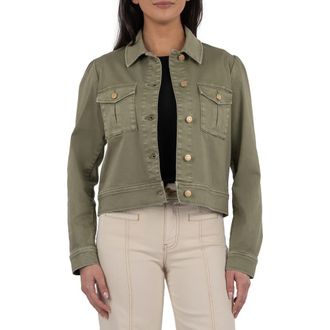 Kut from the Kloth Jocelyn Denim Trucker Jacket in Sage Green at Nordstrom Rack, Size X-Small