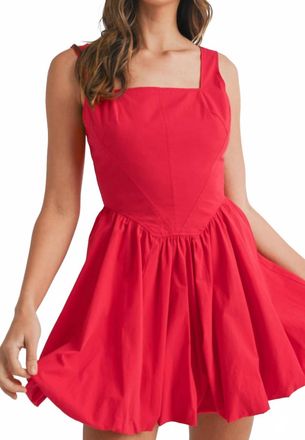 Olivaceous Bubble Hem Mini Dress In Red