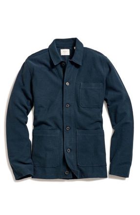 Billy Reid Piqu&eacute; Chore Shirt Jacket in Carbon Blue at Nordstrom, Size Medium