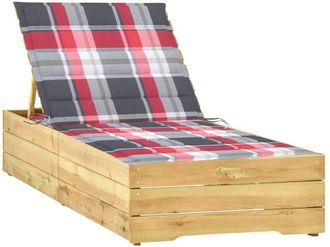 vidaXL Tumbona Con Coj&iacute;n Estampado De Cuadros Madera Pino Impregnada Vidaxl