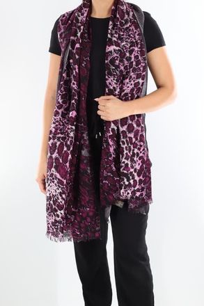 La Fiorentina Animal Print Scarf in Amethyst at Nordstrom