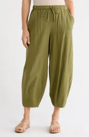 Max Studio Cropped Drawstring Pants in Sage at Nordstrom Rack, Size X-Large
