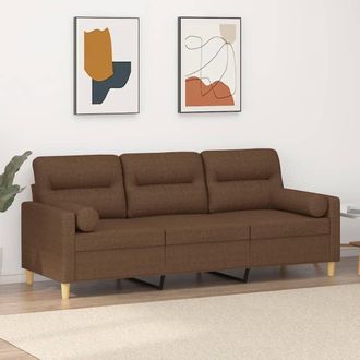 vidaXL Sof&aacute; De 3 Plazas Con Cojines Tela Marr&oacute;n 180 Cm Vidaxl