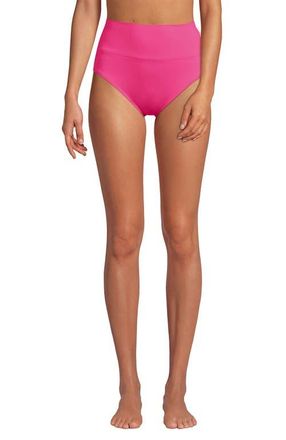 Lands End Chlorine Resistant Pinchless High Waisted Bikini Bottoms in Pink Azalea at Nordstrom, Size 16