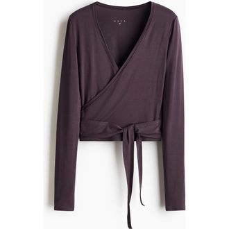 H&M Sports Wrap Top In Modal in Plum Purple at Nordstrom, Size Xx-Large