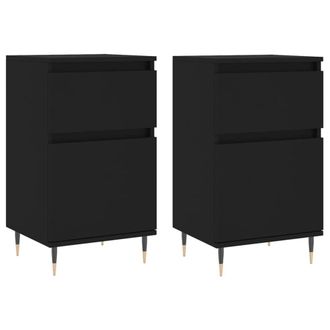 Berkfield Home Sideboards 2 pcs Black 40x35x70 cm Engineered Wood | Size: 40 x 35 x 70 cm