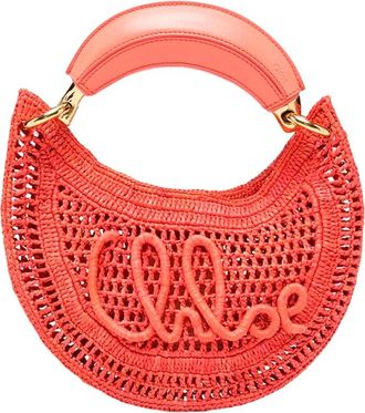 Chlo&eacute; Tassen, Dames, Rood, ONE Size, Leer, Mini Zomer Banaan Hobo Tas