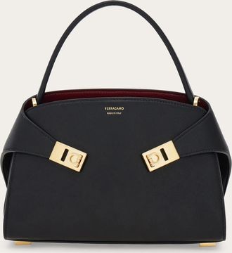 Ferragamo Women Hug soft bicolor handbag (XS) Black