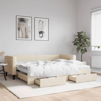 vidaXL Vidaxl - Sof&aacute; Cama Nido Con Cajones Tela Color Crema 80x200 Cm
