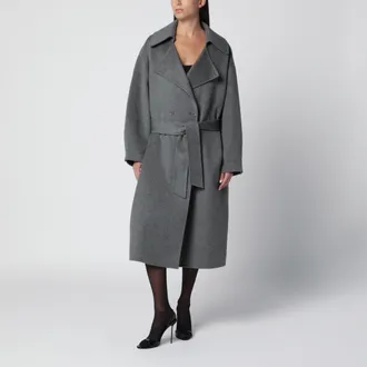 Frankie Shop Cappotto doppiopetto con cintura grigio