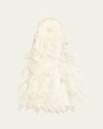 Retrof&ecirc;te Arina Ruffled Silk Halter Dress