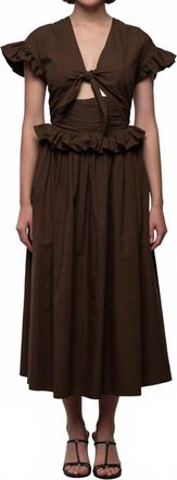 Esth&eacute; Tiered Cotton Bow Maxi Dress In Brown