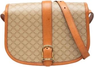 Celine Pre-owned Vintage Crossbody Bag - Dames - Vintage Schoudertas - Beige - ONE Size - Leer - Vintage