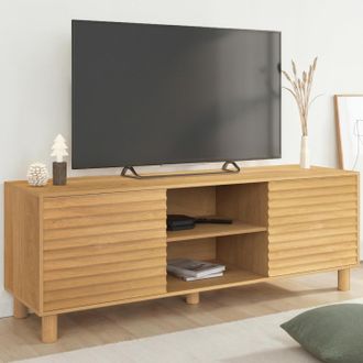 IDMarket Mueble Tv Julie 140 Cm Con 2 Puertas De Lamas Color Roble