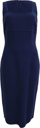 Michael Kors Square-Neck Midi Dress in Navy Blue Wool