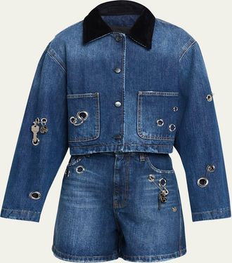 Marc Jacobs Grommet Denim Crop Utility Jacket