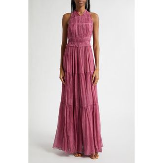 Ulla Johnson Freesia Chiffon Open Back Gown in Amaranthus at Nordstrom, Size 10
