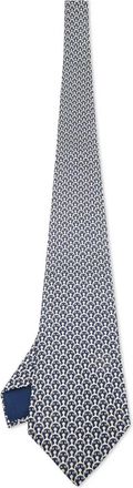 Herm&egrave;s silk printed tie - Blu
