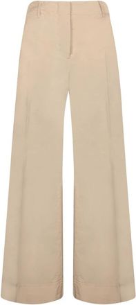 Incotex Beige Katoenen Broek- Elegant en veelzijdig - Dames - Wijde Broeken - Beige - 3XL - Katoen - Broeken