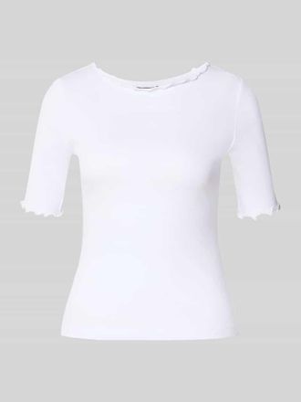 Zero T-Shirt mit Rundhalsausschnitt und Muschelsaum in Offwhite, Gr&ouml;&szlig;e 34