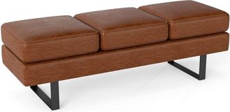 Costway Waiting Room Bench Long Seating Upholstered Salon Reception Bench Office Chair Brown