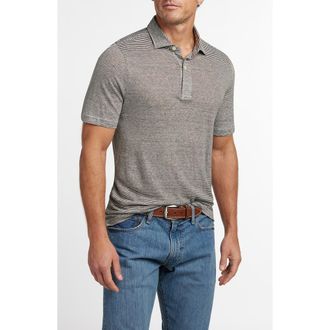 David Donahue Weekend Linen Polo in Driftwood at Nordstrom, Size Xx-Large