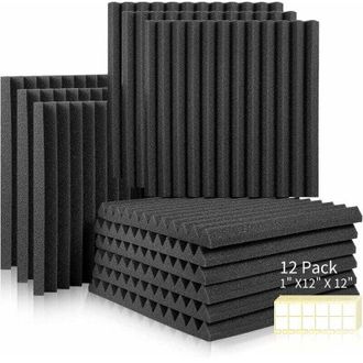 OEM Paquete De 12 Paneles De Espuma Ac&uacute;stica Insonorizantes, Autoadhesivos E Ign&iacute;fugos, Para Podcasting, Estudios De Grabaci&oacute;n Y Oficinas. Adhesivo De Dob