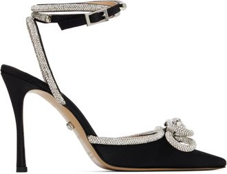 【関税込み】MACH & MACH ブルー French Bow 95 ヒールサンダル Mach & Mach Crystal-Embellished Bow 95mm Satin Mules, Brand