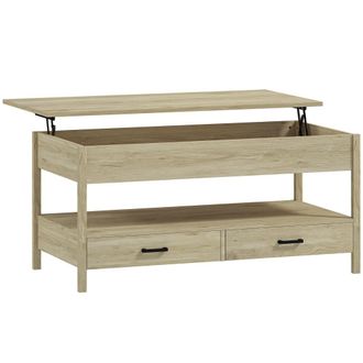 HOMCOM Mesa centro elevable 100x50x62 cm roble