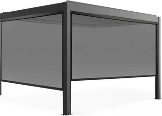 Oviala P&eacute;rgola bioclim&aacute;tica adosada y motorizada iluminada de 3x4m y 2 toldos