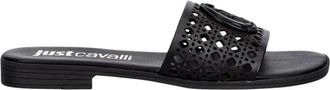 Just Cavalli Leren Slippers - Dames - Sandalen - Zwart - 38 EU - Leer - Schoenen