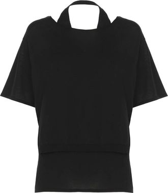 KANGRA Zwart Kasjmier Katoenen T-shirt Ronde Hals - Dames - T-shirts - Zwart - M - Katoen - Tops