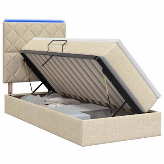 vidaXL Cama De Almacenamiento Led Con Colch&oacute;n Crema 100 X 200 Cm Tela Vidaxl