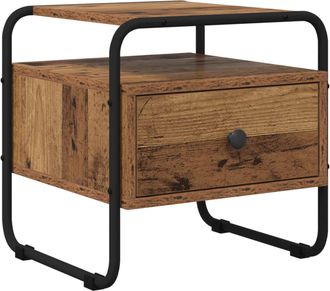 vidaXL Mesa De Noche Madera Envejecida Madera De Ingenier&iacute;a Vidaxl