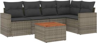 vidaXL Vidaxl - Set De Muebles De Jard&iacute;n 6 Pzas Y Cojines Rat&aacute;n Sint&eacute;tico Gris