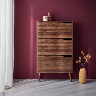 Sweeek 3-door Shoe Cabinet With Walnut Wood Effect