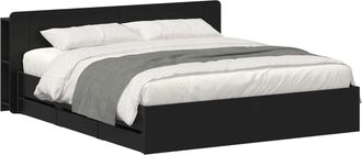 vidaXL Struttura Del Letto Con Stoccaggio E Testata Nero 180 X 200 Cm Vidaxl