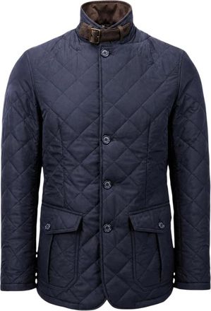 Barbour Jassen, Heren, Blauw, L, Leer, Quilted Lutz Jas