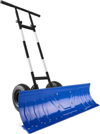 Best Choice Products 36in Hand Snow Pusher w/ 2 Wheels, Adjustable Handle, Blade Angle, Reflective Tape