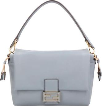Fendi Tassen, Dames, Blauw, ONE Size, Leer, Mamma Baguette Medium