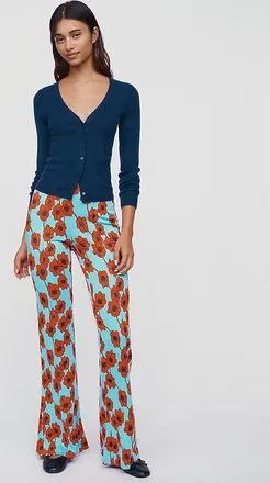 Maeve Poppy Jacquard Kick Flare Pull On Pants