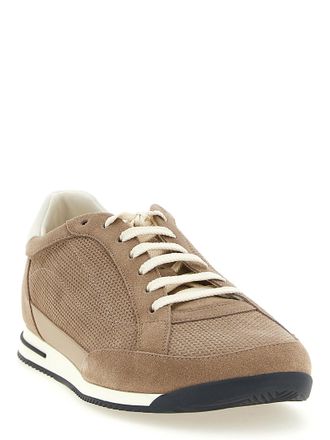 Brunello Cucinelli Suede Knit-Effect Sneaker - Tan